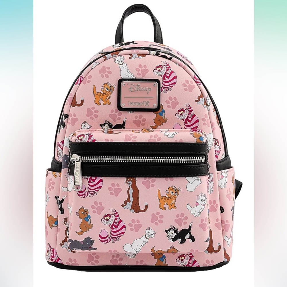 Disney Loungefly Pink Cat Print Mini Backpack